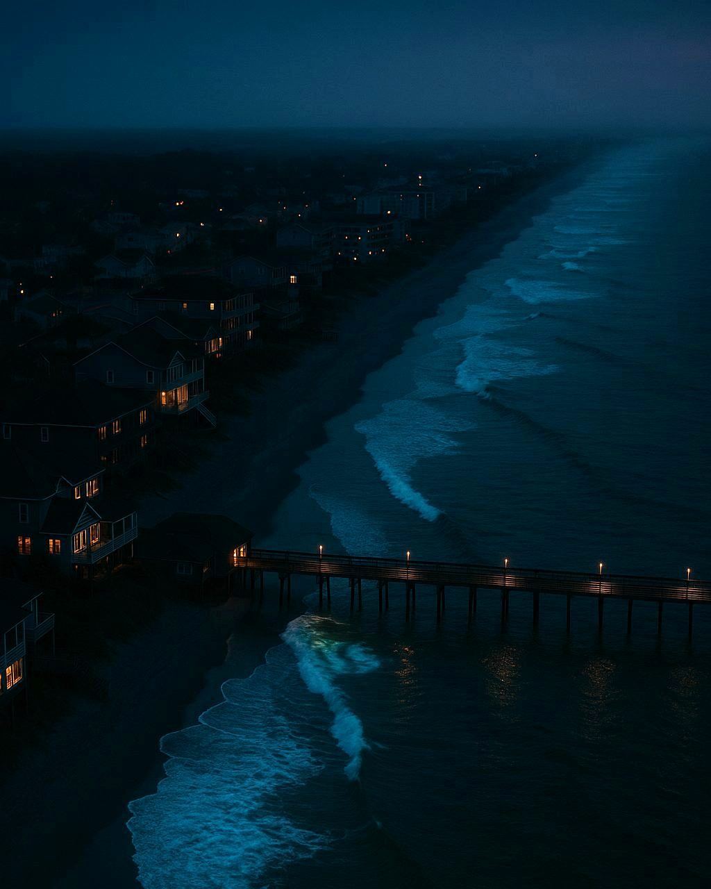 Grand Strand coastline — beachfront rentals and piers that define the local economy
